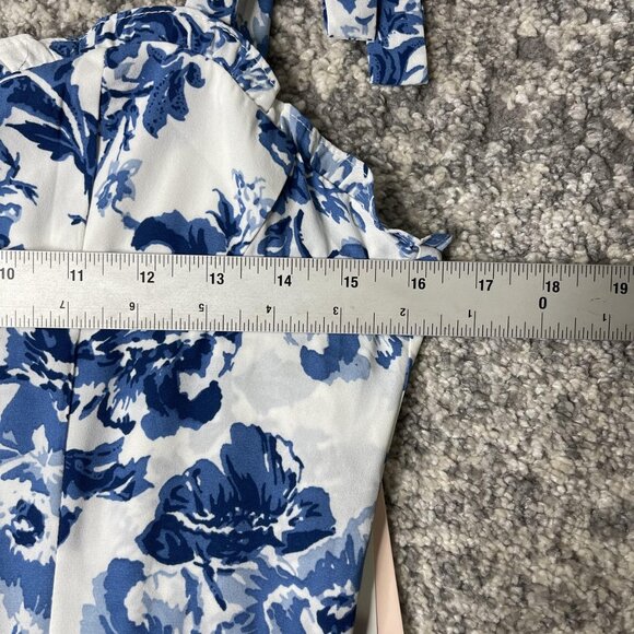 AQUA Dress Womens Medium Blue Floral Tie Strap Maxi Ruffle Hem Summer NWT - Picture 2 of 9